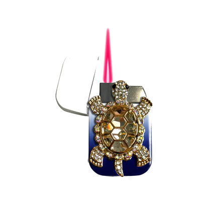 Jet Blue White -Elegant Turtle Lighter - Pink Flame