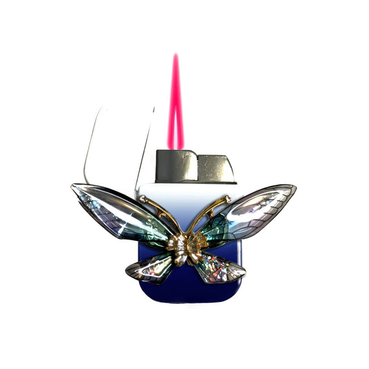 Jet Blue White - Enchanted Butterfly Lighter - Pink Flame