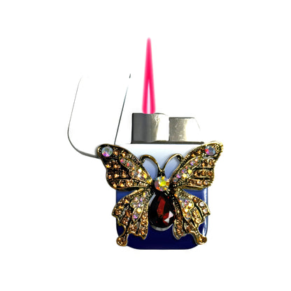 Jet Blue White - Elegant Butterfly Lighter - Pink Flame