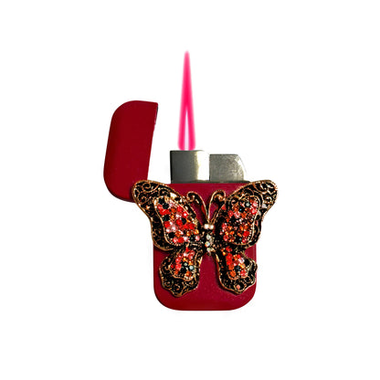 Jet Pink - Elegant Gothic Butterfly Lighter - Pink Flame