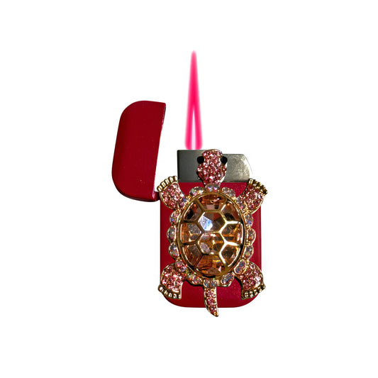 Jet Pink - Elegant Pink Turtle Lighter - Pink Flame