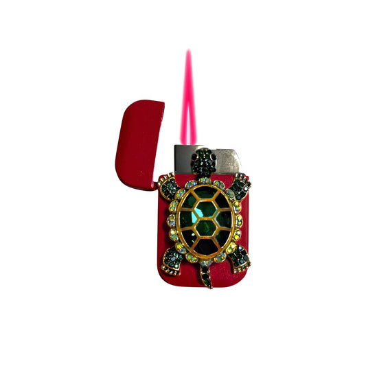 Jet Pink - Emerald Turtle Lighter - Pink Flame