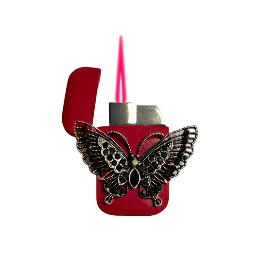 Jet Pink - Gothic Butterfly Lighter - Pink Flame