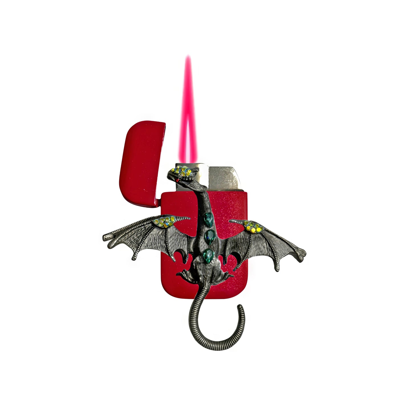 Jet Pink - Mystic Gray Dragon Lighter - Pink Flame