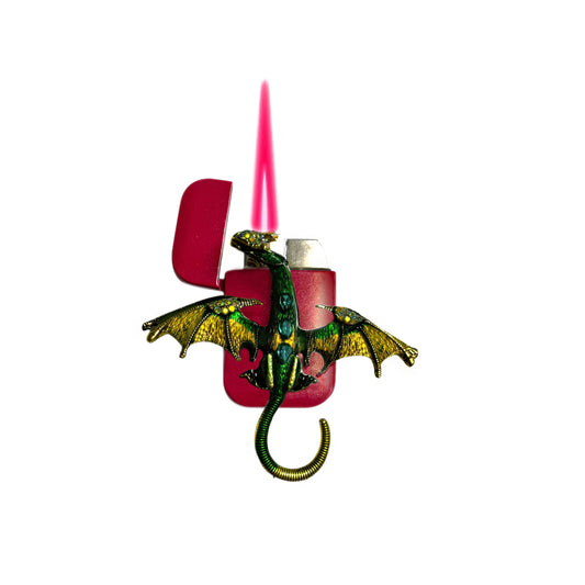 Jet Pink - Mystic Green Dragon Lighter - Pink Flame