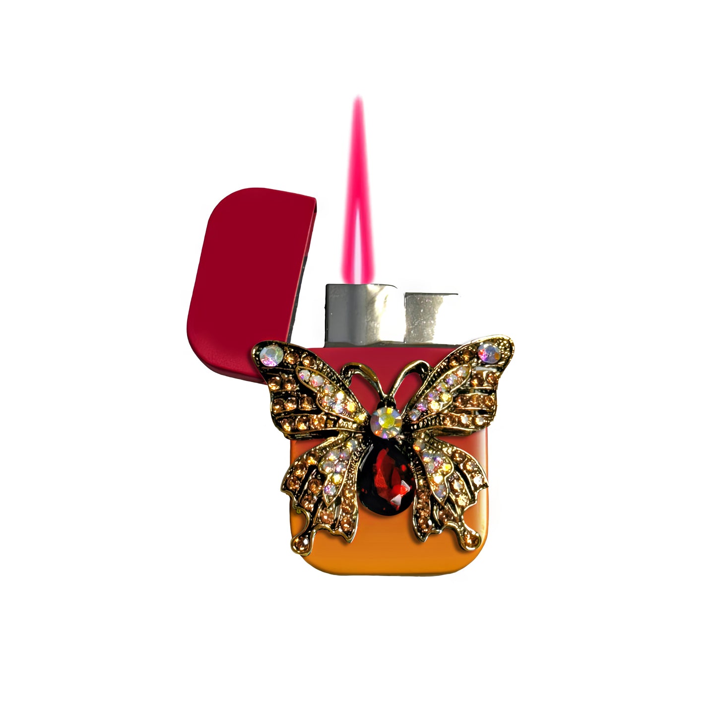 Jet Pink Orange - Elegant Butterfly Lighter - Pink Flame