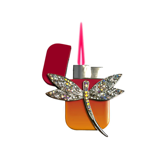 Jet Pink Orange -Elegant Dragonfly Lighter - Pink Flame