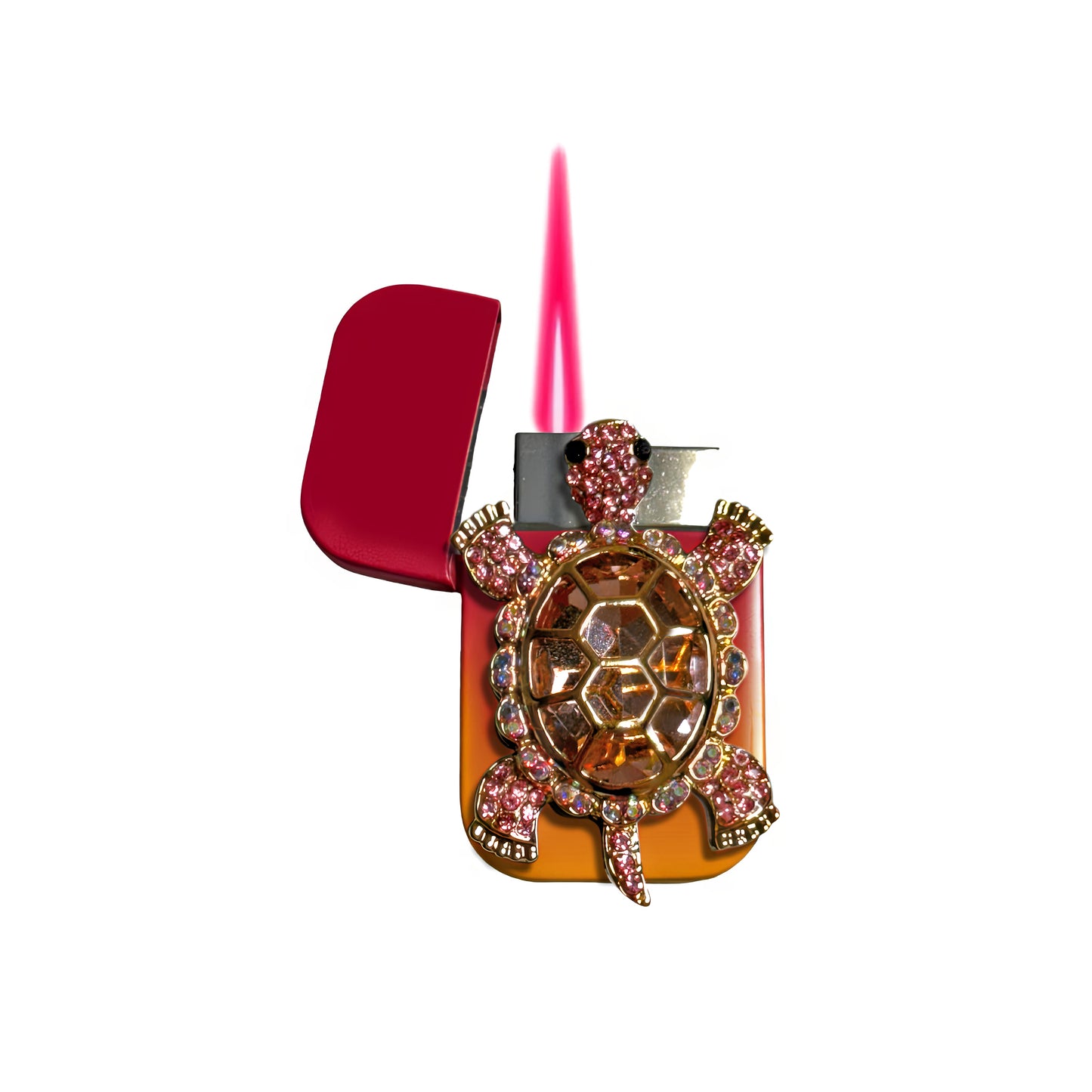 Jet Pink Orange - Elegant Pink Turtle Lighter - Pink Flame