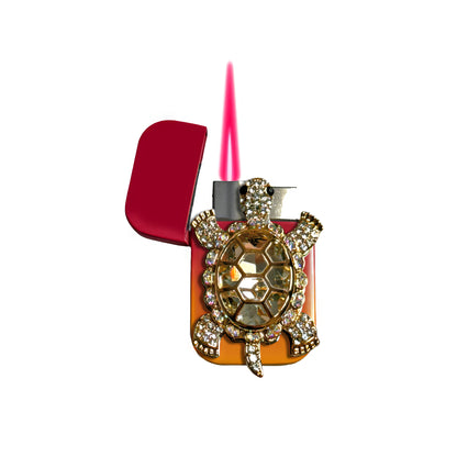 Jet Pink Orange - Elegant Turtle Lighter - Pink Flame