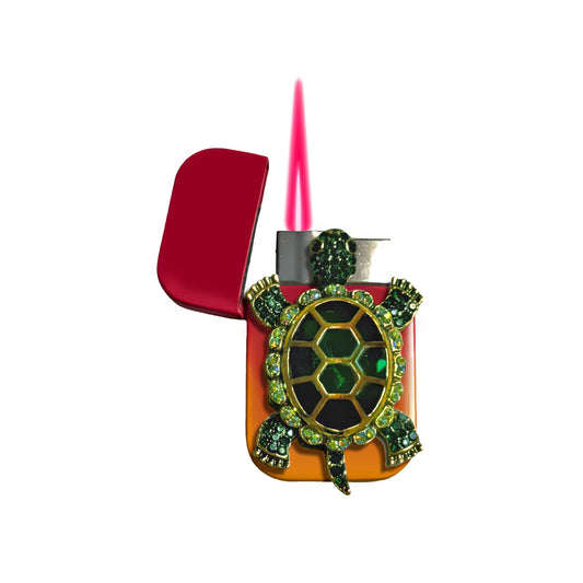 Jet Pink Orange - Emerald Turtle Lighter - Pink Flame