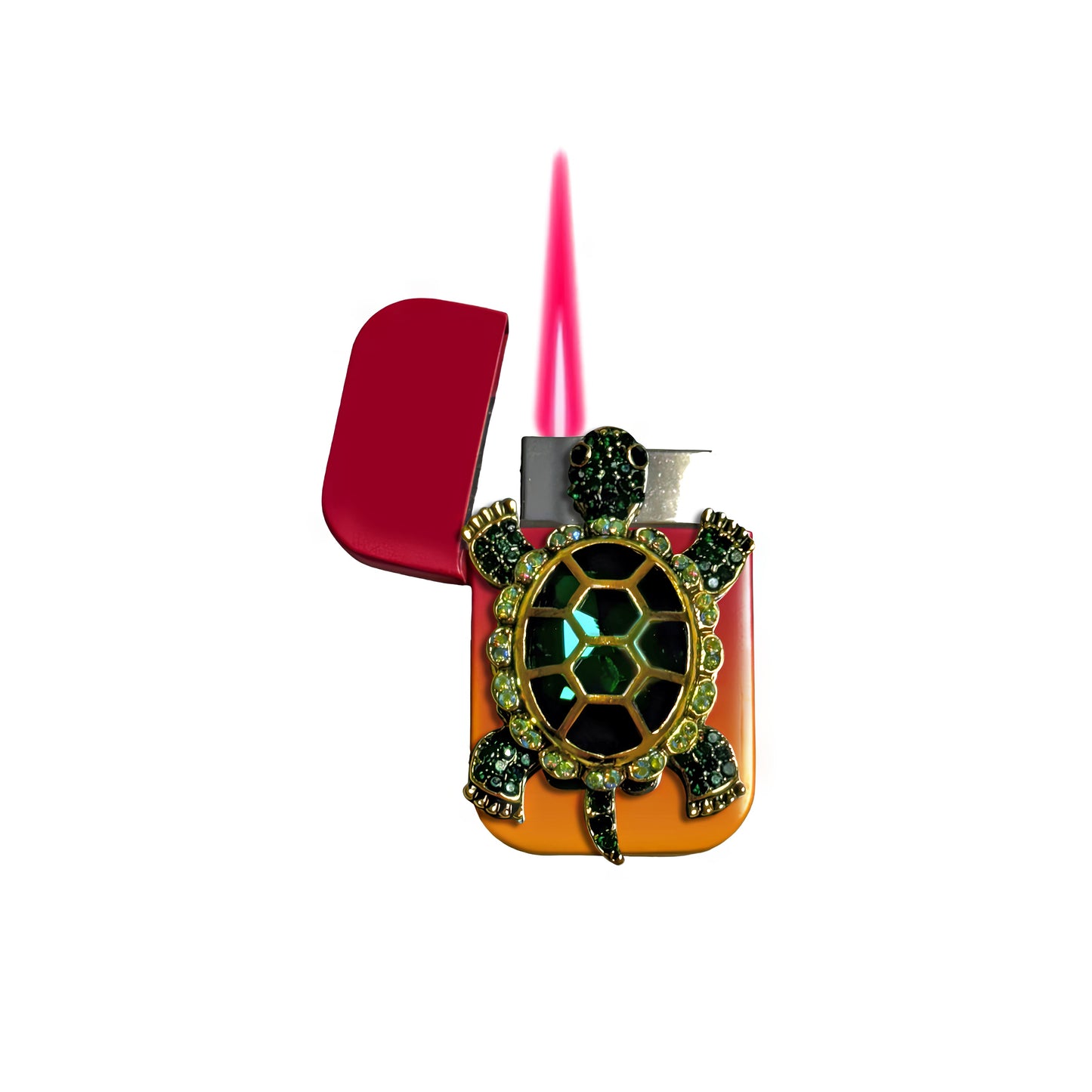 Jet Pink Orange - Emerald Turtle Lighter - Pink Flame