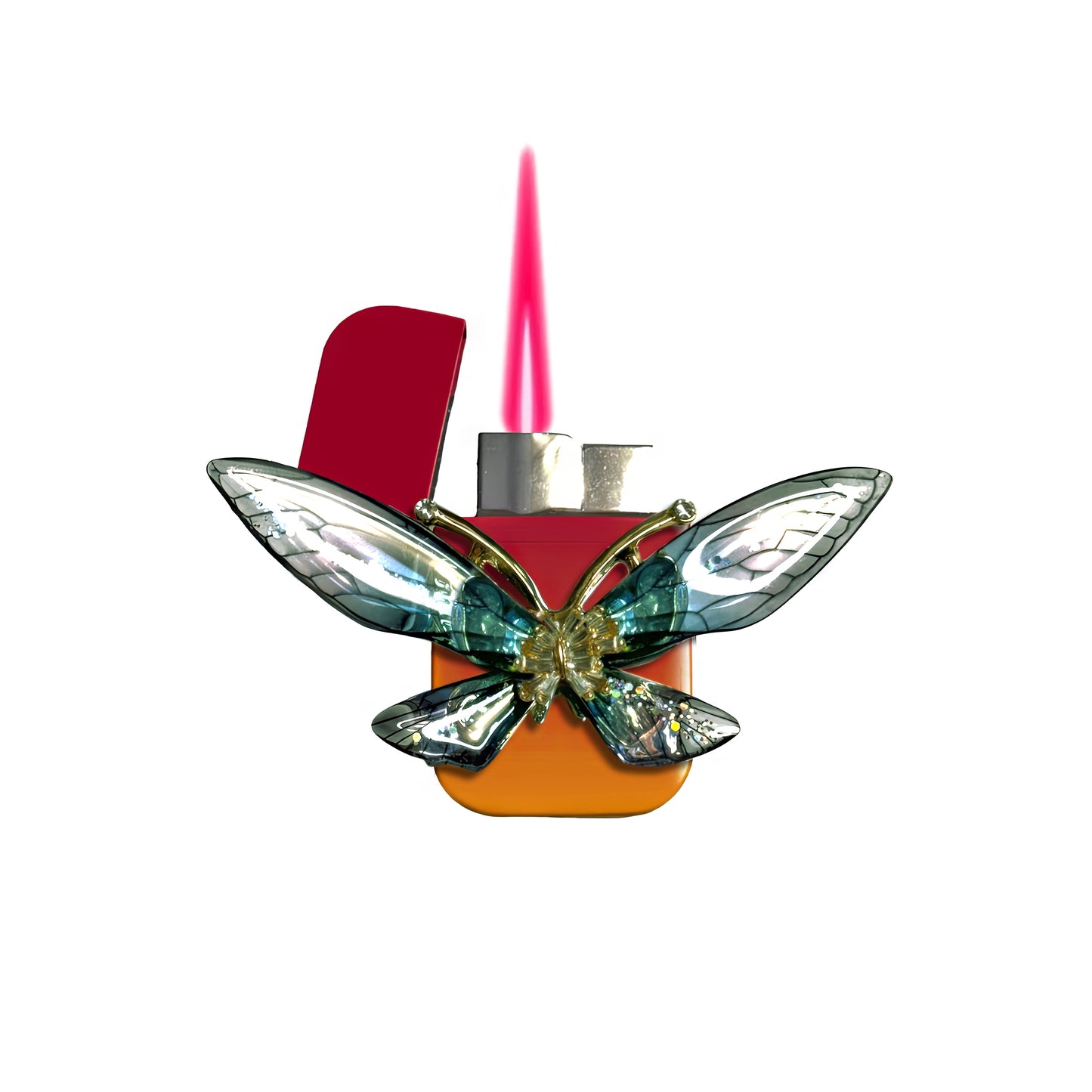 Jet Pink Orange - Enchanted Butterfly Lighter - Pink Flame