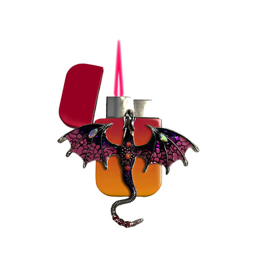 Jet Pink Orange - Enchanted Purple Dragon Lighter - Pink Flame