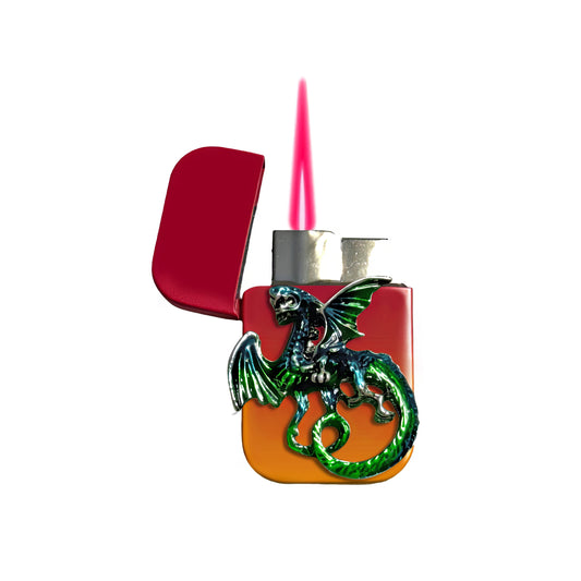 Jet Pink Orange - Green Dragon Lighter - Pink Flame