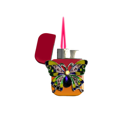 Jet Pink Orange - Iridescent Butterfly Lighter - Pink Flame