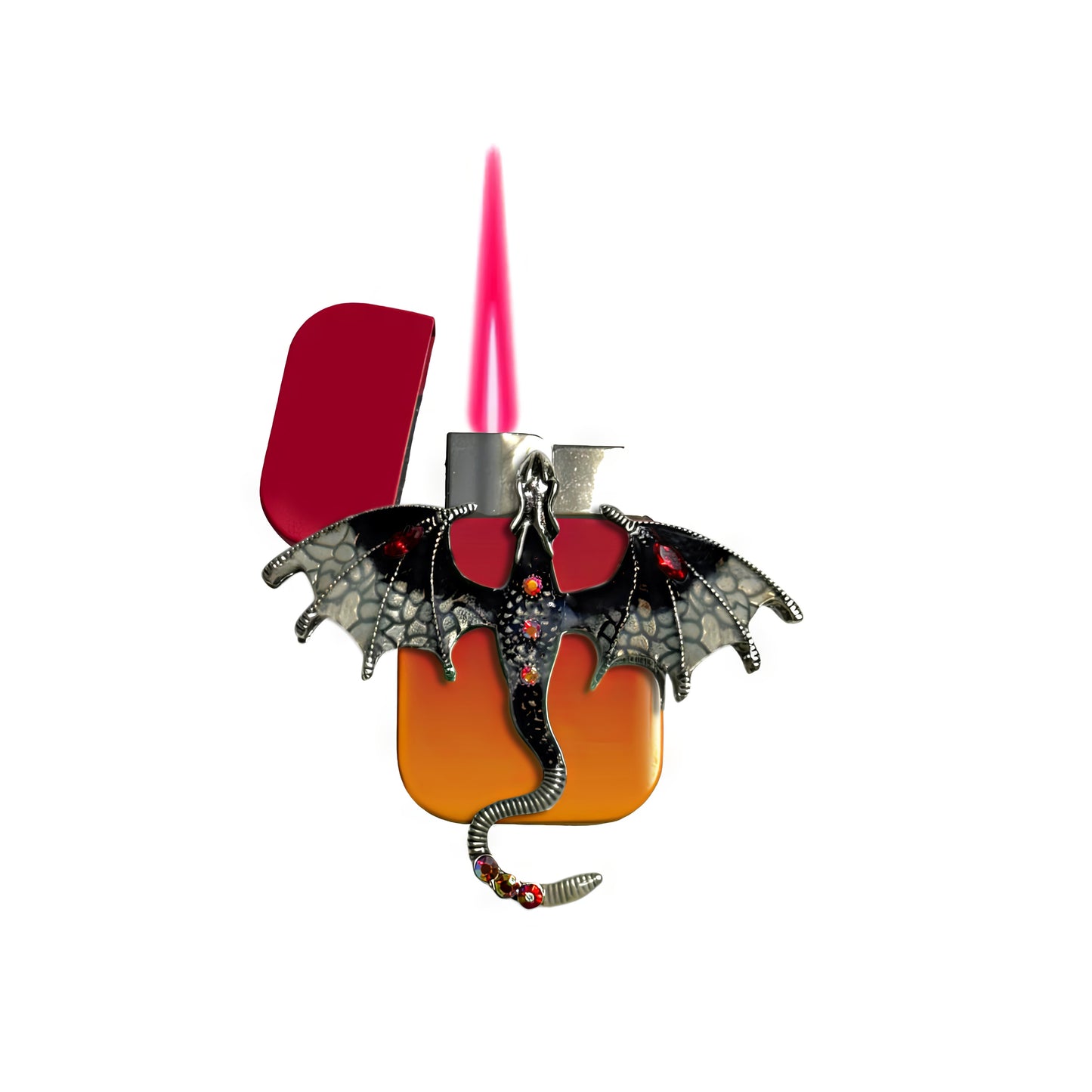 Jet Pink Orange - White Dragon Lighter - Pink Flame