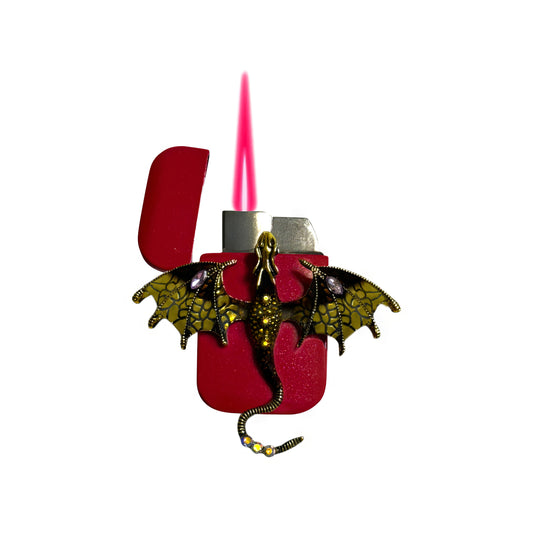 Jet Pink - Yellow Red Dragon Lighter - Pink Flame