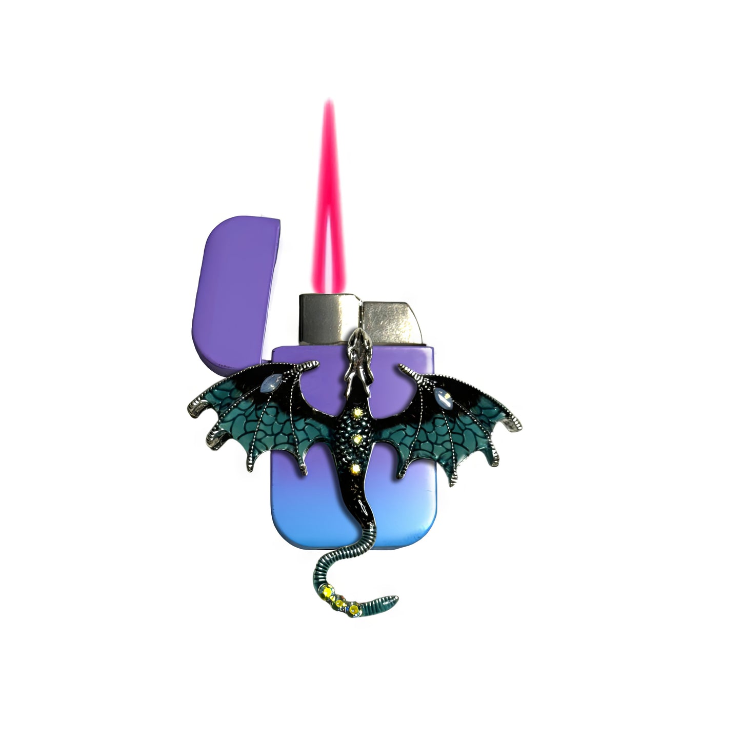 Jet Purple Blue - Blue Dragon Lighter - Pink Flame