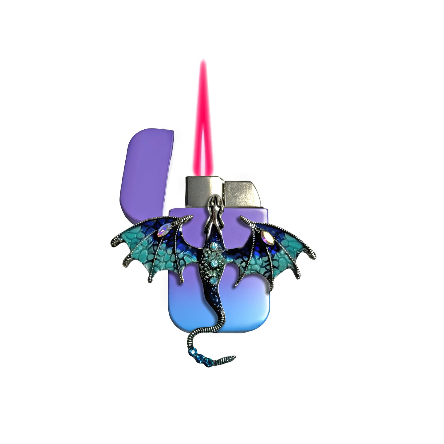 Jet Purple Blue - Blue Dragon Lighter - Pink Flame