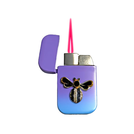 Jet Purple Blue - Elegant Bee Lighter - Pink Flame