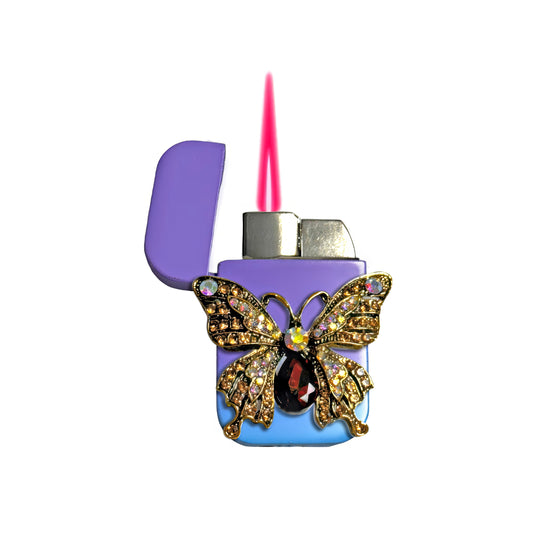 Jet Purple Blue - Elegant Butterfly Lighter - Pink Flame