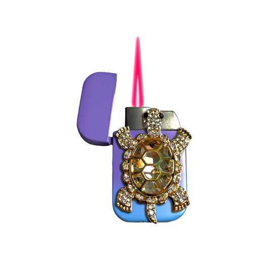 Jet Purple Blue - Elegant Turtle Lighter - Pink Flame