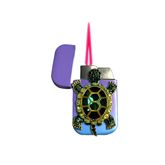 Jet Purple Blue - Emerald Turtle Lighter - Pink Flame