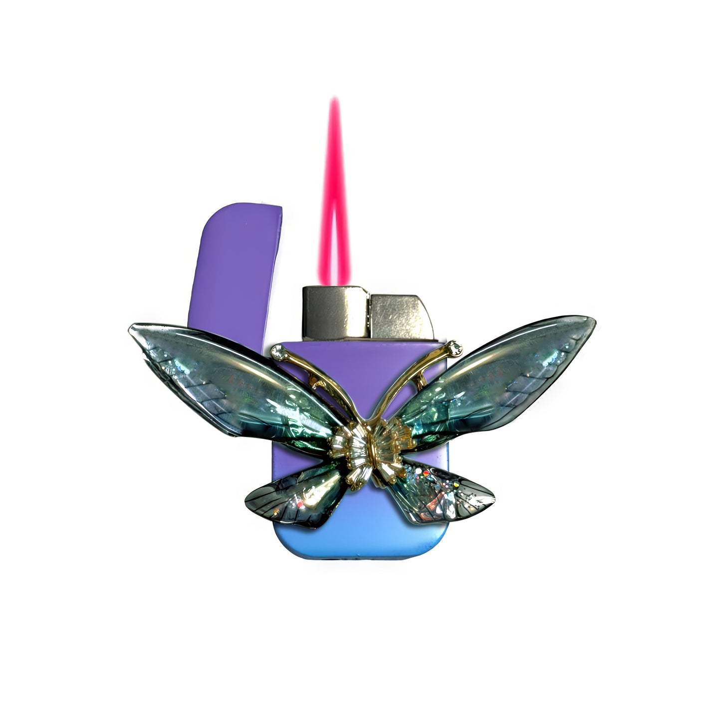 Jet Purple Blue - Enchanted Butterfly Lighter - Pink Flame