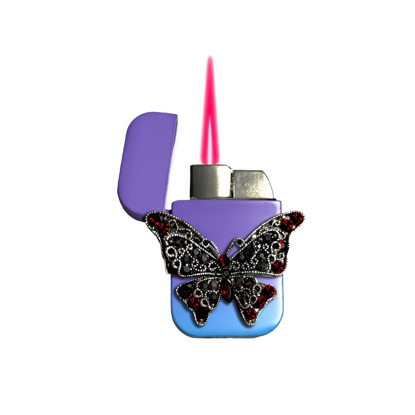 Jet Purple Blue - Gothic Red Butterfly Lighter - Pink Flame