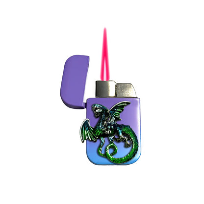 Jet Purple Blue - Green Dragon Lighter - Pink Flame