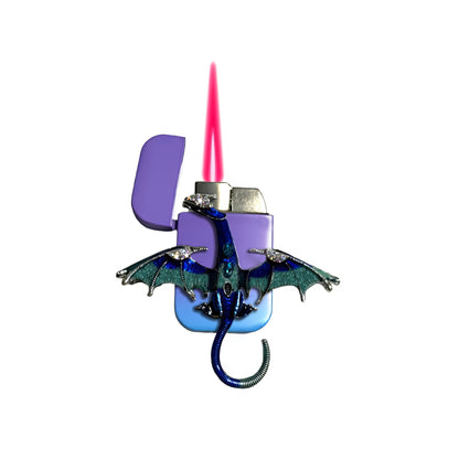 Jet Purple Blue - Mystic Blue Dragon Lighter - Pink Flame