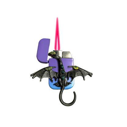 Jet Purple Blue - Mystic Gray Dragon Lighter - Pink Flame