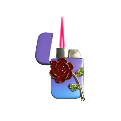 Jet Purple Blue - Red Rose Lighter - Pink Flame