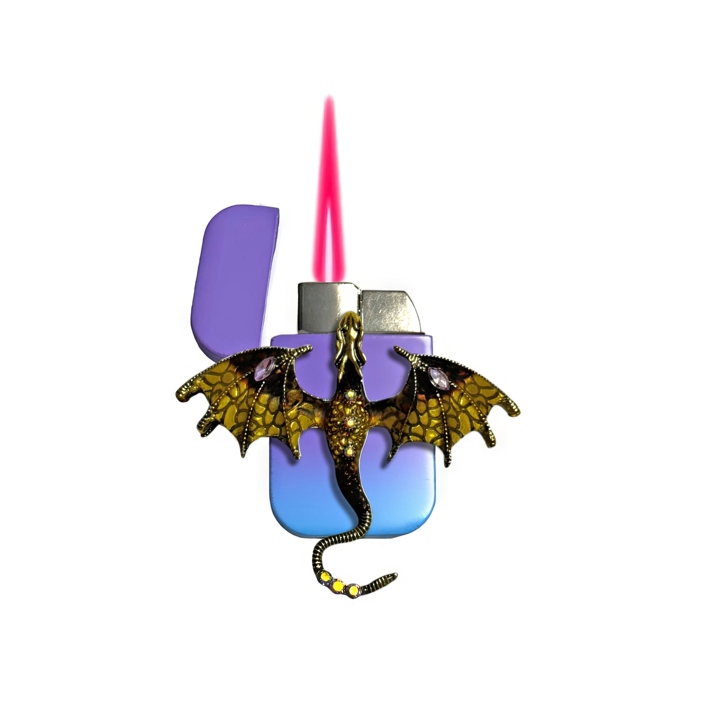 Jet Purple Blue - Yellow Dragon Lighter - Pink Flame