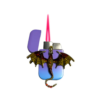 Jet Purple Blue - Yellow Red Dragon  Lighter - Pink Flame