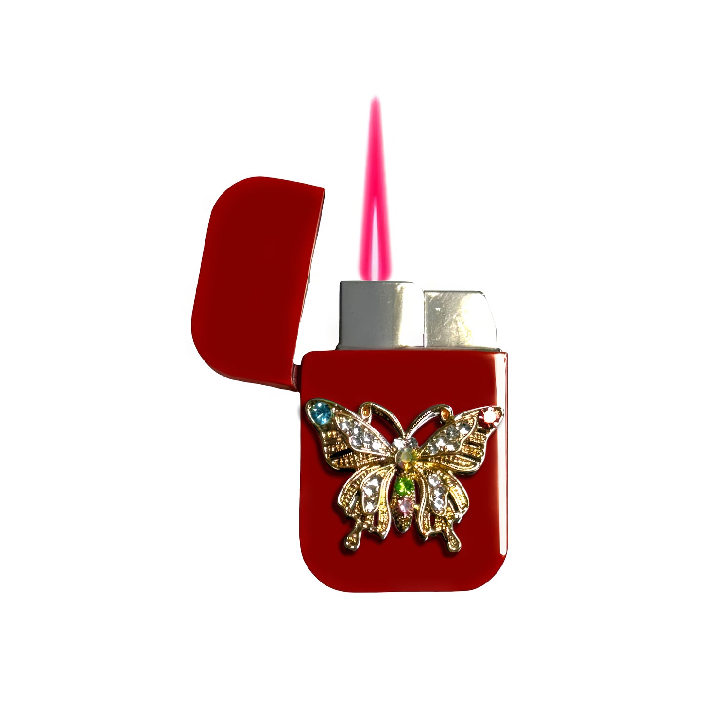 Jet Red - Ornate Butterfly Lighter - Pink Flame