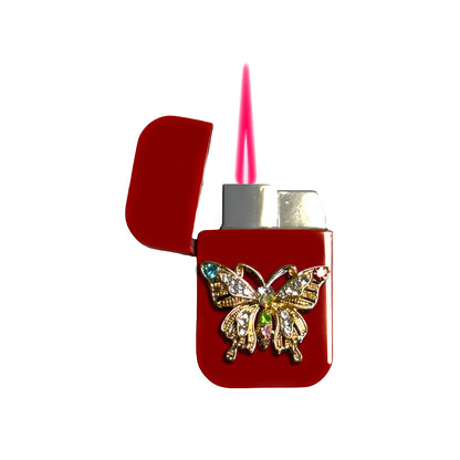 Jet Red - Ornate Butterfly Lighter - Pink Flame