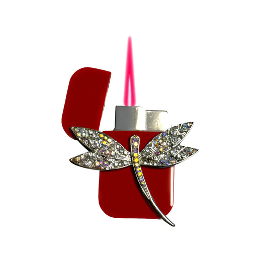 Jet Red - Elegant Dragonfly Lighter - Pink Flame