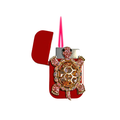 Jet Red - Elegant Pink Turtle Lighter - Pink Flame