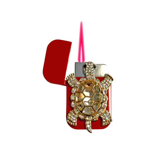 Jet Red - Elegant Turtle Lighter - Pink Flame