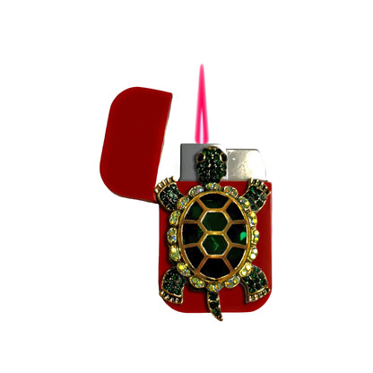 Jet Red - Emerald Turtle Lighter - Pink Flame