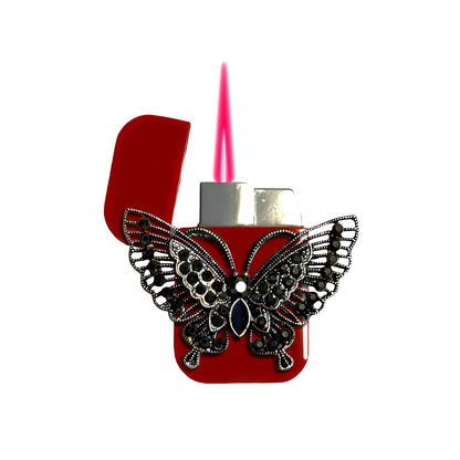 Jet Red - Gothic Butterfly Lighter - Pink Flame