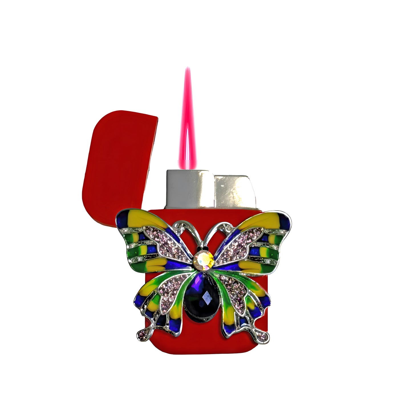 Jet Red - Iridescent Butterfly Lighter - Pink Flame