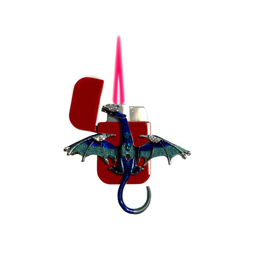 Jet Red - Mystic Blue Dragon Lighter - Pink Flame