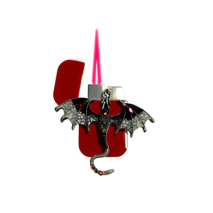 Jet Red - White Dragon Lighter - Pink Flame