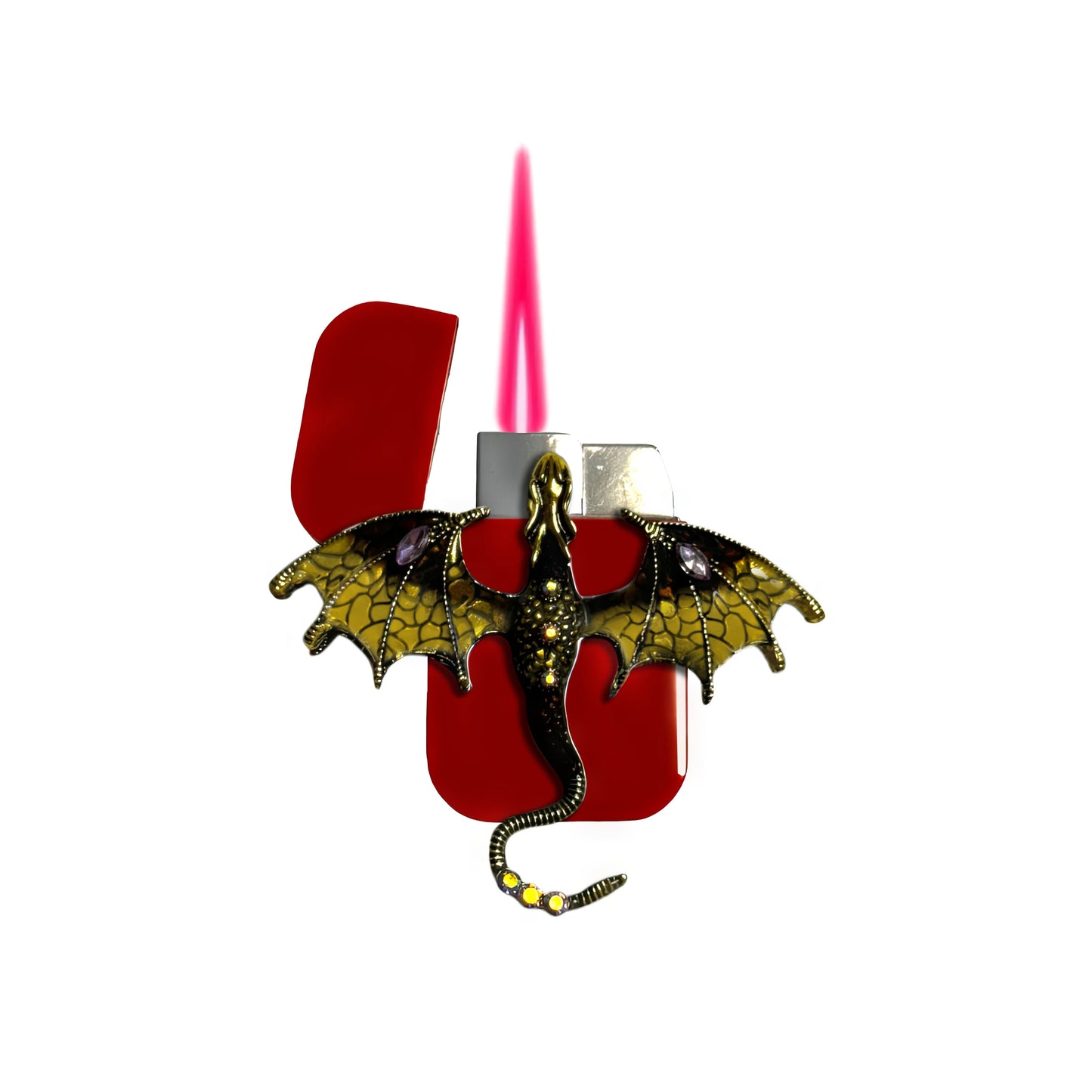 Jet Red - Yellow Dragon Lighter - Pink Flame