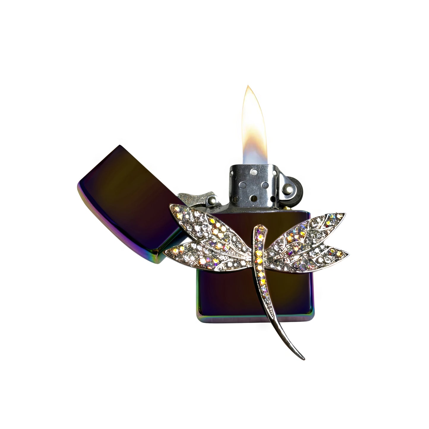 Midnight Chrome - Elegant Dragonfly Lighter - Regular Flame