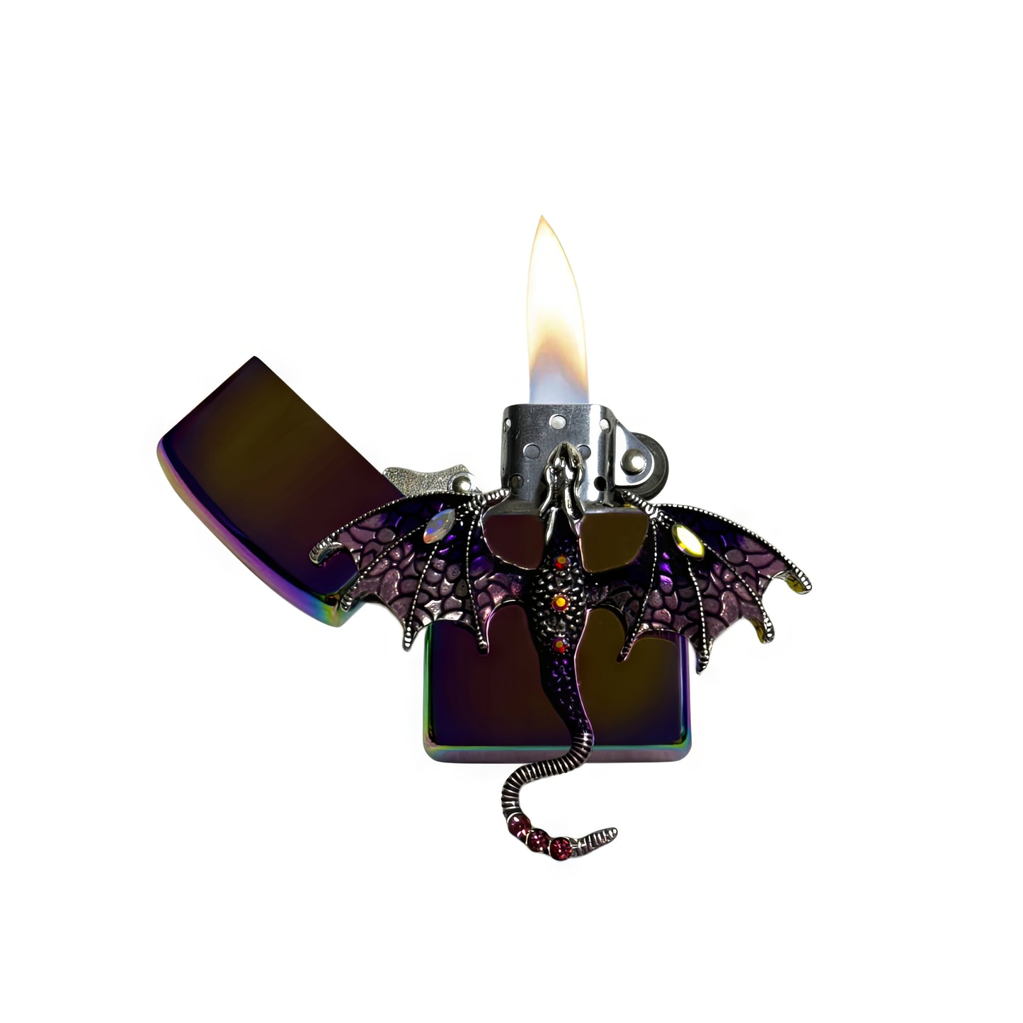 Midnight Chrome - Enchanted Purple Dragon Lighter - Regular Flame