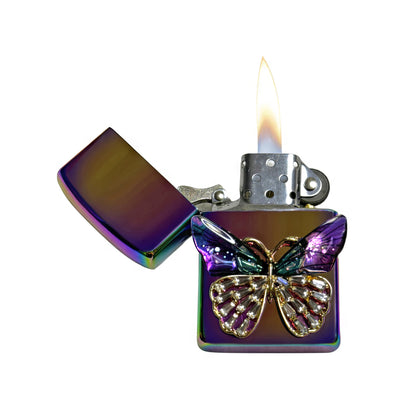 Midnight Chrome - Mystic Green Butterfly Lighter - Regular Flame