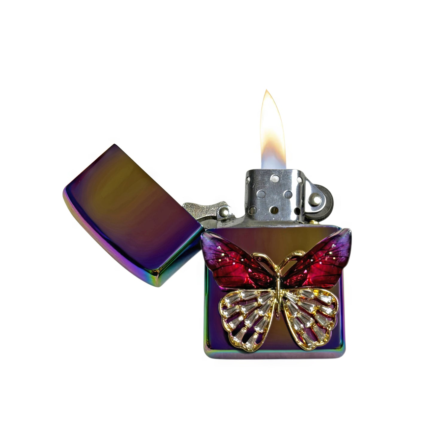 Midnight Chrome - Mystic Red Butterfly Lighter - Regular Flame